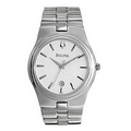 Bulova Men's White Round Dial Watch w/ Stainless Steel Case